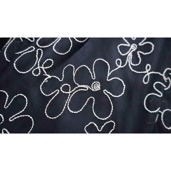 DKNY DD2F3346 Women's Sz 6 Black Embroidered Faux-Wrap Sheer-Sleeve Dress $139+ - Picture 13 of 16